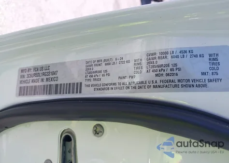 2024 Ram 2500 Big Horn 4X4 6'4 Box из США, поврежденный, VIN 3C6UR5DL1RG331047